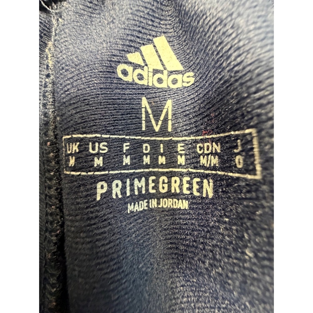 Adidas Track Pants Mens Medium Navy Blue Primegreen 3-Stripe Ankle Zip Joggers - Picture 8 of 12